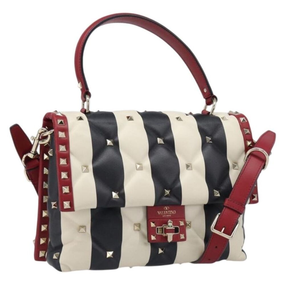 Valentino Garavani Candystud Top Handle Leather Red Leather Handbag